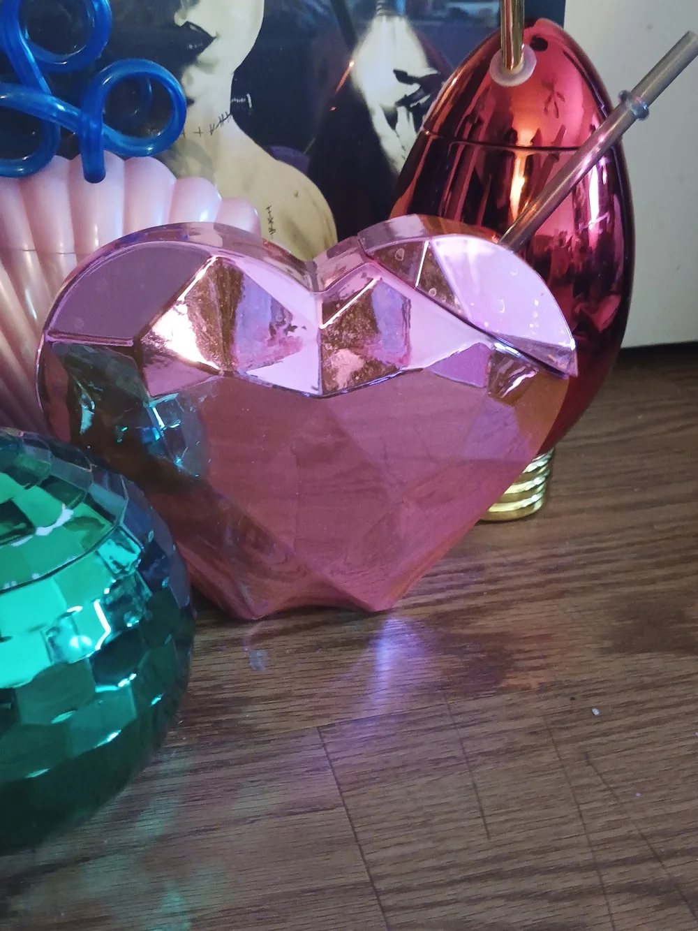 Party Pineapple, Heart Metallic, Seashell Drink Tumbler Set - Pink, Gold, Green